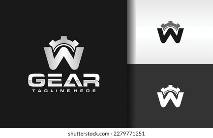 initial letter W gear logo