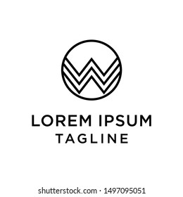 Initial Letter W Geometric Logo Template Vector