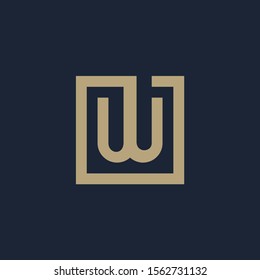 initial letter W geometric with square frame line art. Suitable for business consulting, studio, room, group, decoration, building, concept design. - vector