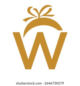 Initial Letter W Gift Logo Design For Event, Anniversary, Birthday and Party Symbol
