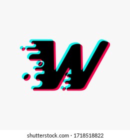 initial letter W with glitch liquid effect