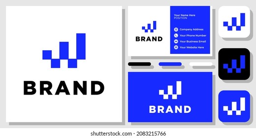 Initial Letter W Growth Chart Up Graph Success Finance Icon Logo Design with Business Card Template