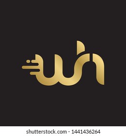 Initial letter w h linked lowercase logo design template elements. Gold letter Isolated on black  background. Suitable for business, consulting group company.