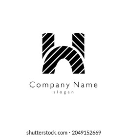 Logo de la letra inicial W o H. Letra creativa negra estilo de la cruz de cebra H. Usable para logotipos de empresas y marcas. Elemento de plantilla de diseño de logotipo de vectores planos.