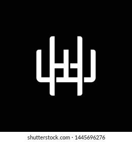 Initial letter W and H, WH, HW, overlapping interlock monogram logo, white color on black background