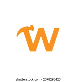 Initial Letter W Hammer Logo Design Inspiration