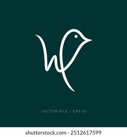 Anfangsbuchstabe W handgeschriebenes Vogellogo