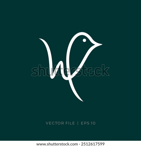 initial letter W handwritten bird logo