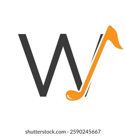 Initial Letter W Hockey Logo Concept With Hockey Stick Symbol Vector Template