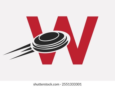 Initial Letter W Hockey Puck Logo Vector Template