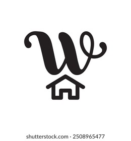 initial letter w and home icon  logo 