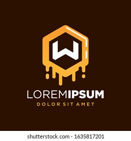 Initial Letter W with Honeycomb Logo Design