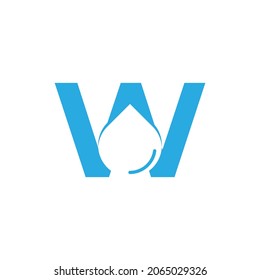 Initial Letter W Hydro Logo with Negative Space Water drop Icon Design Template Element