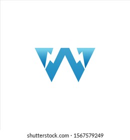 initial letter W icon logo design template with lightning - thunder - bolt - electric - vector
