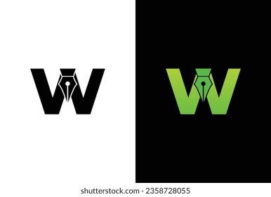 initial Letter W ink pen logo design. Letter W pen logo in modern style concept.