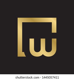 Initial letter w inside square lowercase modern logo design template elements. Gold letter Isolated on black  background. Suitable for business, consulting group company.