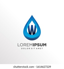 Initial Letter W inside Water Drop Logo Design
