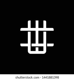 Initial letter I and W, IW, WI, overlapping interlock monogram logo, white color on black background