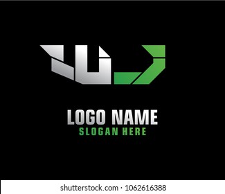 Initial letter W J logo template vector