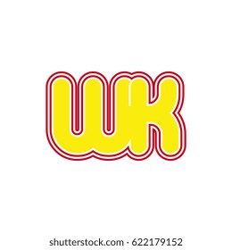initial letter w and k. wk monogram outline logo