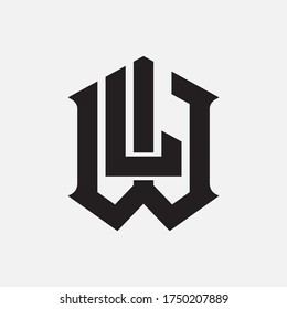 Anfangsbuchstaben W, L, WL oder LW, überlappend, Verriegelung, Monogramm-Logo, schwarze Farbe auf weißem Hintergrund