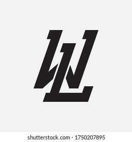 Anfangsbuchstaben W, L, WL oder LW, überlappend, Verriegelung, Monogramm-Logo, schwarze Farbe auf weißem Hintergrund