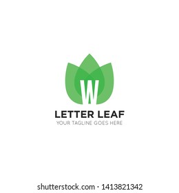 initial letter w leaf logo and icon vector illustration design template