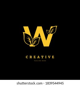 Initial letter W with leaf logo vector concept element, letter W logo with Organic leaf. Fit for company, product label, badge, or business.