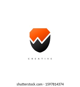 Initial Letter W Logo Abstract Techno Shield Vector Design Concept.