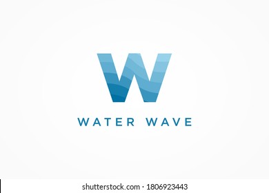 Logo De La Letra Inicial W. Forma geométrica azul Estilo Origami aislado en fondo blanco. Usable para logotipos de empresas y marcas. Elemento de plantilla de diseño de logotipo de vectores planos