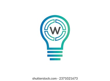 Initial letter W logo with bulb