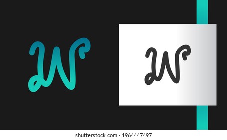 Initial Letter W Logo with Cartoon Style in Blue Gradient. Usable for Business and Technology Logos
