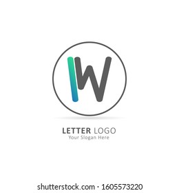 Initial Letter W Logo with Circle Element. Design Vector Illustration Template