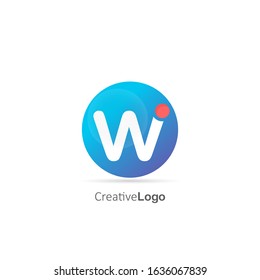 Initial Letter W Logo with Circle and dot. Design Vector Logo Template 