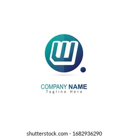 Initial Letter W Logo With Circle and Dot Element. Design Vector Logo Concept