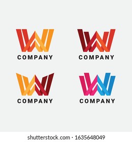 Initial letter w logo collection vector design template
