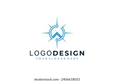 initial letter W logo with compass symbol