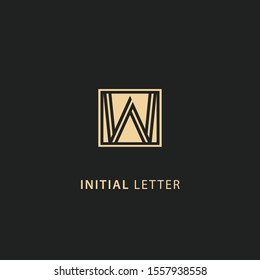 Initial letter w logo dark concept with square element template