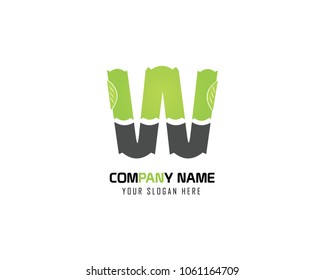 Initial Letter W Logo Design With Leaf