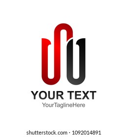 Initial letter W logo design template element colored red black for business and company identity