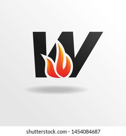 Initial Letter W Logo Design with Fire Element 