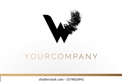 Initial Letter W Logo Design Template Element. With Brush Paint Stroke