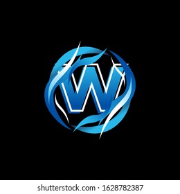 Initial Letter W Logo Design inside Circle Water or Waves
