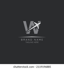 Initial letter W logo design incorporated plane. Minimalist and modern vector illustration design suitable for business. Airline, airplane, aviation, travel logo template.