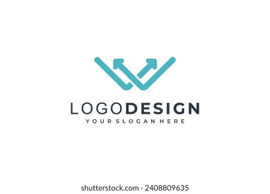 initial letter W logo design with arrow icon