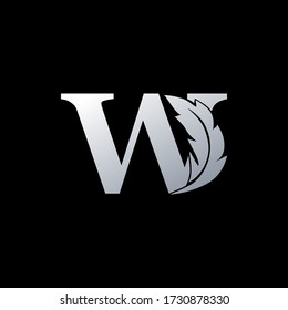 Initial Letter W Logo with feather. Trendy Design concept  luxury feather element and Letter W   for corperate, lawyer, notary, firm and more brand identity.