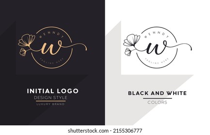 logotipo de letra inicial w, diseño del logotipo de escritura a mano de flores, logotipo vectorial para mujeres belleza, salón, masaje, cosmética o marca de spa.