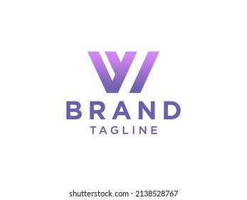Triángulo geométrico de la letra W inicial redondeado. Elemento de plantilla de diseño de logotipo de vectores planos