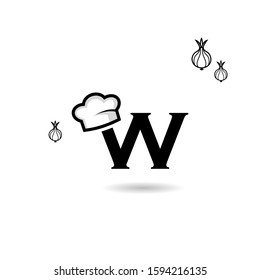 Initial Letter W Logo with hat chef for Restaurant logo
