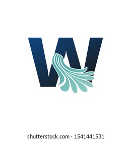 Initial Letter W logo icon abstract nature vector design concept  water wave drop with blue color with letter W for business or brand identity.
